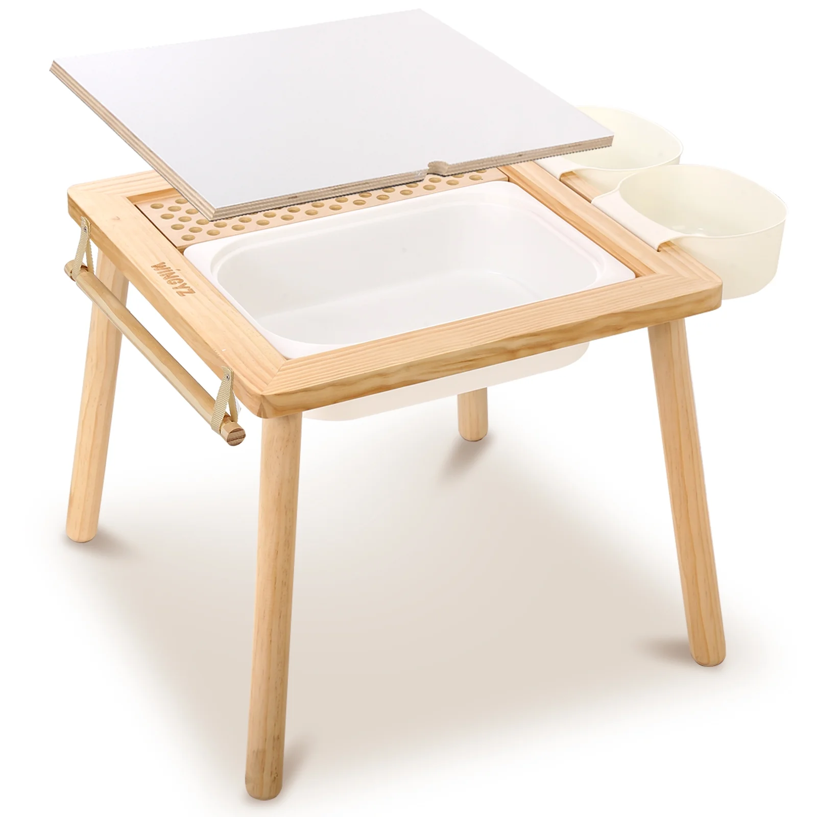 Sweet Time Sensory Table for Toddlers 1-5,Baby Activity Table,Multifunction Child Play Sand Table with Lid & 3 Storage Bin ,Craft Table for Kids Boys Girls Gifts