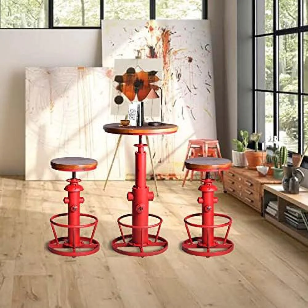 HBBOOMLIFE Industrial  Table 38.58-48.43" Adjustable Pub Table Kitchen Dining Coffee Bistro Table Antique Green