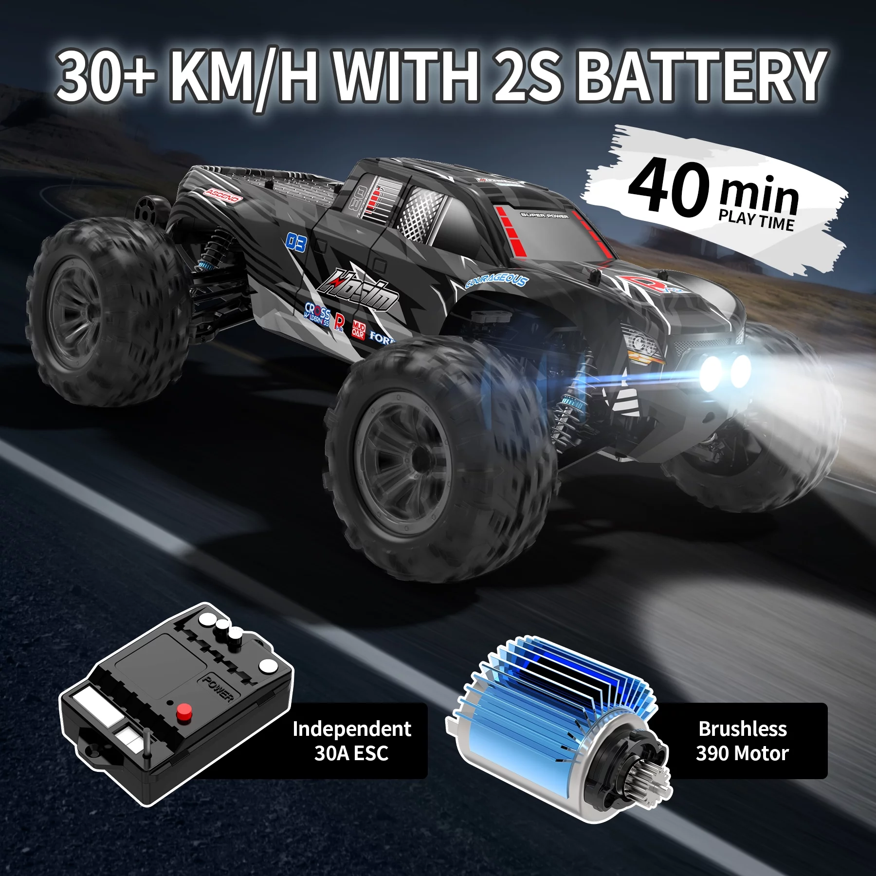 Hosim 1:10 Scale Remote Control Car, High Speed RC Car 48+ KMH,Large Fast Racing Toy Gift RC Monster Trucks for Adults Boys Toys Gift
