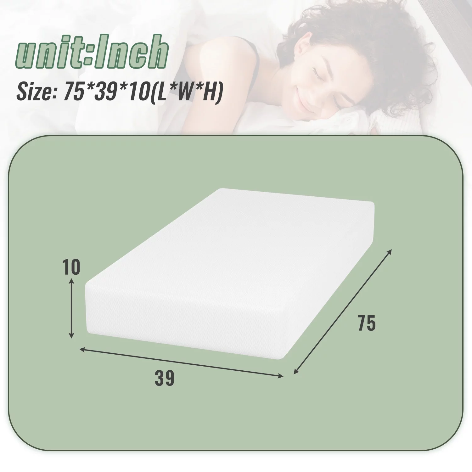 10 Inch Memory Foam Mattress Twin Mattress Wave Comfort Foam Mattress CertiPUR-US Certified,Removable Soft Cover, mattresses for Bed Frame, Bunk Bed, Trundle, Daybed,White
