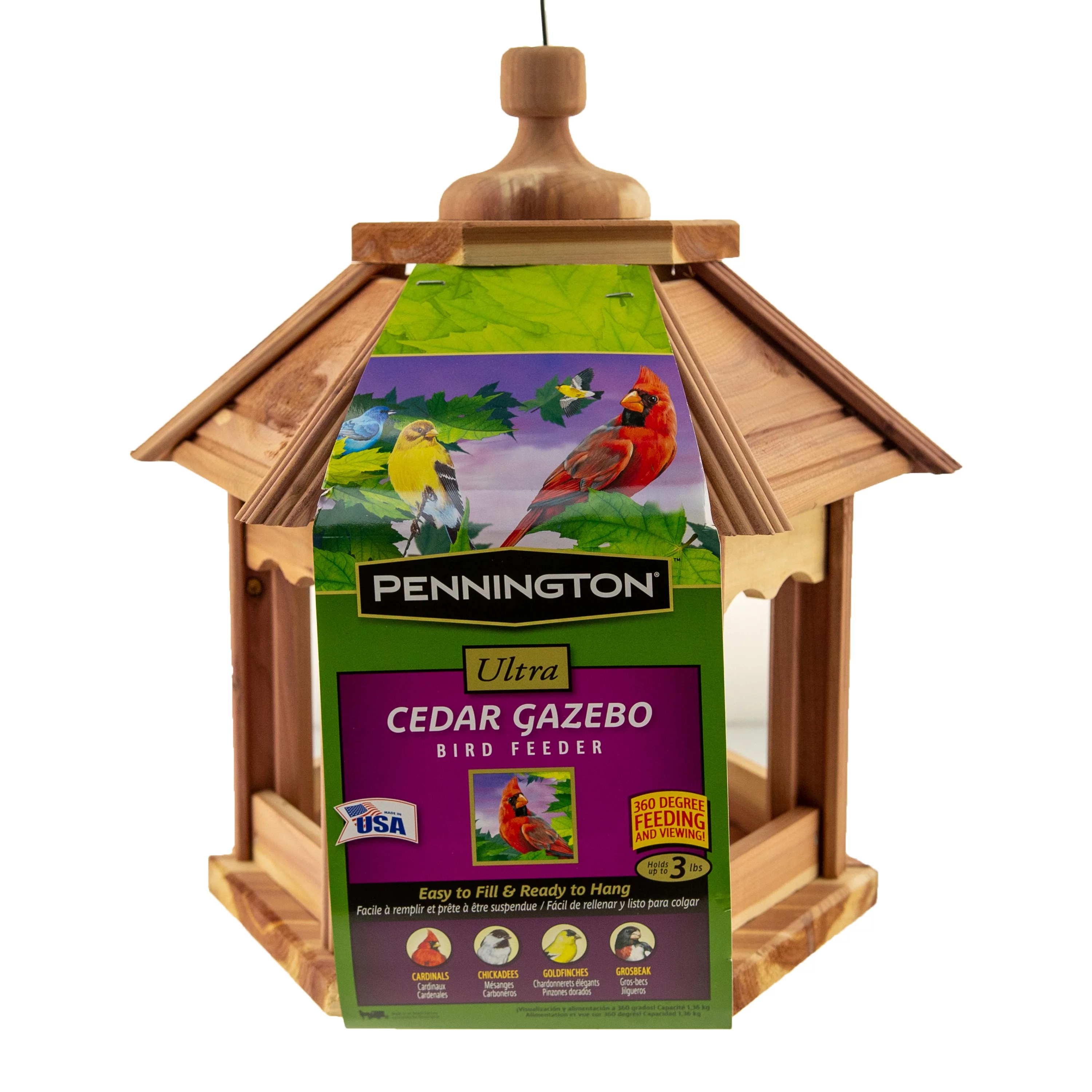 Pennington Cedar Gazebo Wild Bird Feeder, 3 lb. Hopper Capacity