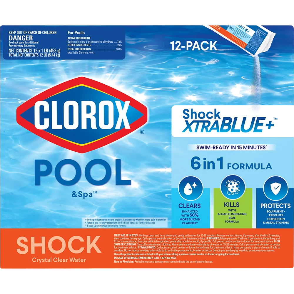 Clorox Pool&Spa Shock XtraBlue+ Granules for Swimming Pools, 12pk