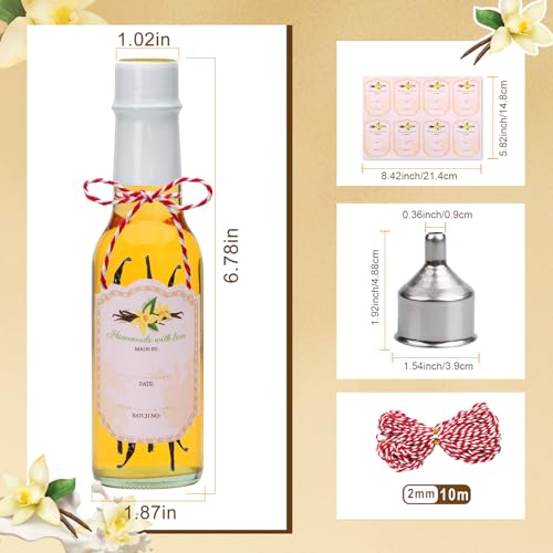 Encheng 5oz Clear Woozy Bottles with Shrink Capsules,Small Wine Bottles With Shirnk Bands Glass Hot Sauce Bottles,Empty Small Beverage/Canning Bottles With Black Caps Case of 35