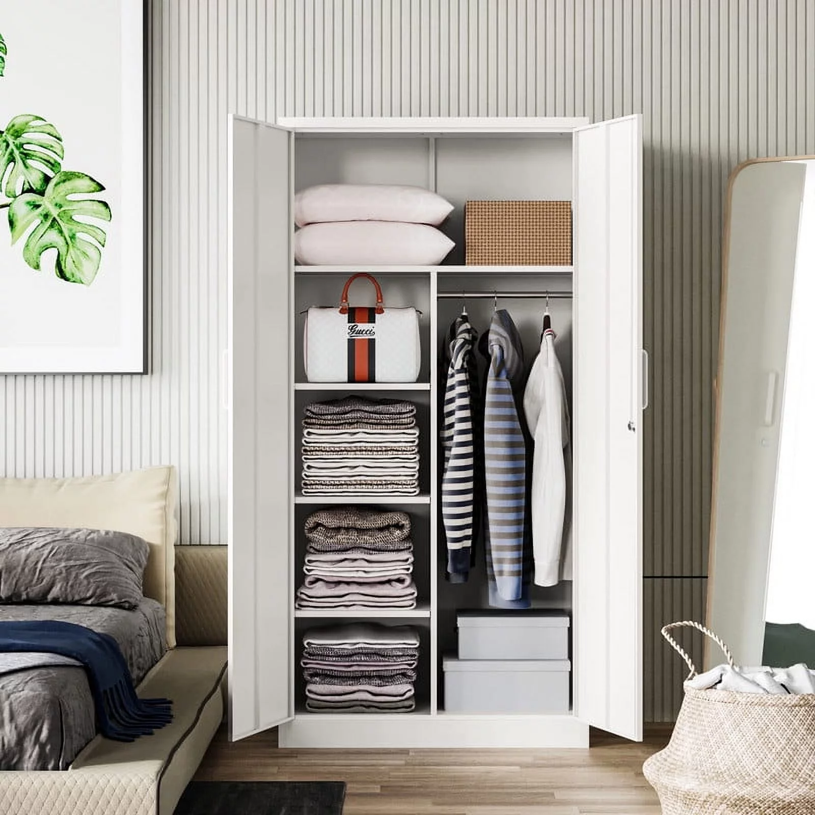 MIIIKO Metal Storage Cabinet with Locking Doors, 71