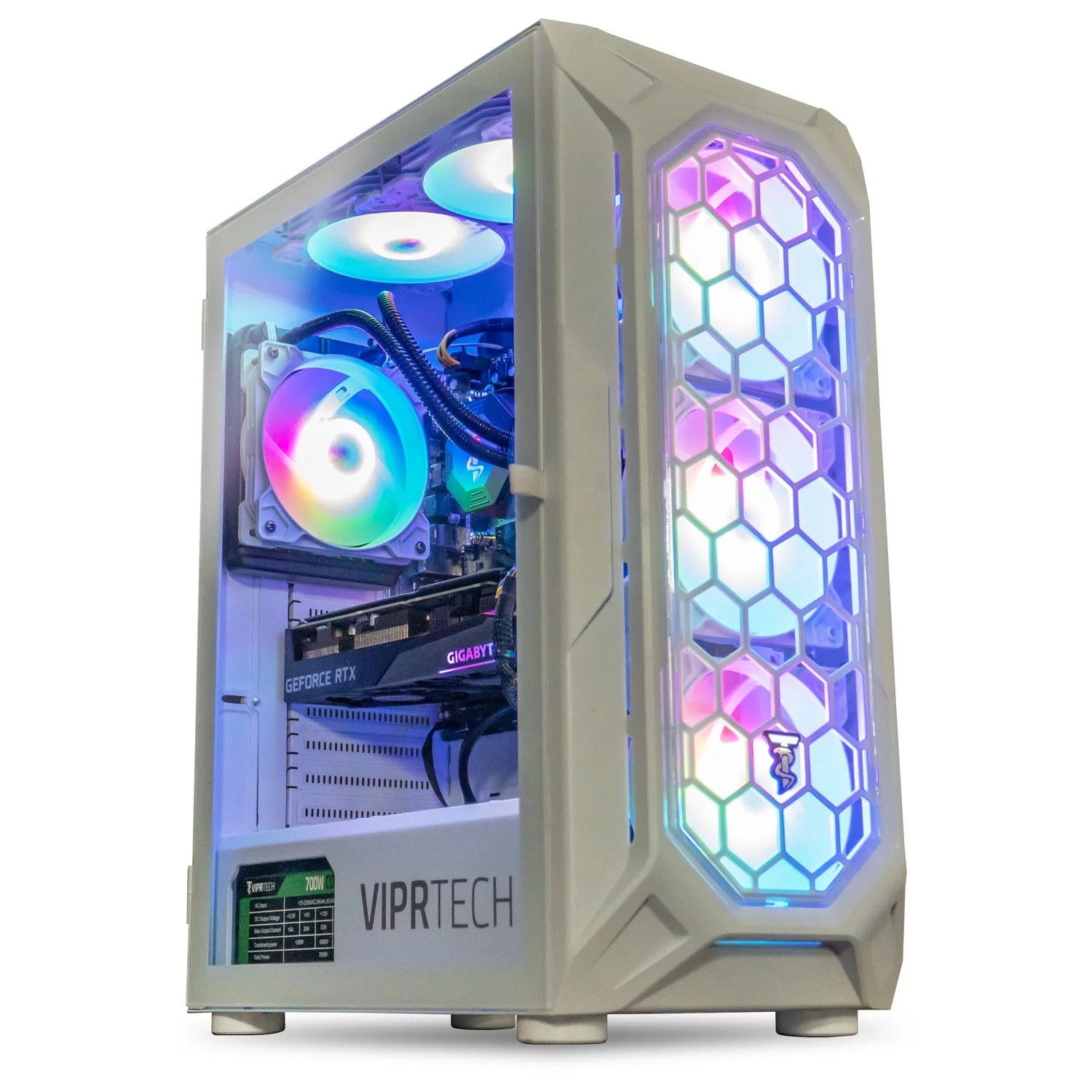 ViprTech.com Ghost 3.0 Liquid-Cooled PC - AMD Ryzen 5 5600G (12-Core 4.4Ghz), RTX 4060 8GB, 32GB 3200 DDR4, 1TB NVMe SSD, VR-Ready, Streaming, RGB, Windows 11, Warranty, Gaming Desktop Computer
