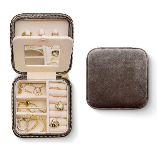 Benevolence LA Plush Velvet Jewelry Box | Travel Jewelry Case Organizer with Mirror | Featured in Oprah's Favorite Things | Best Gifts For Daughter, Girlfriend, Mom | Gifts For Her - Navy Blue