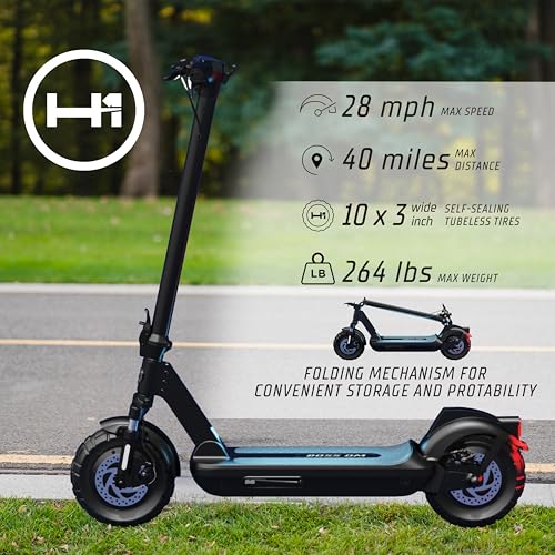 H-1 Pro Series Boss Dual Motor Foldable Electric Scooter with 1,600W Motor, 28 mph Max Speed, 10” Self-Sealing Tubeless Tires, and 40 Mile Range