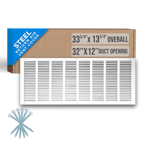 Fits 30x6 Duct Opening | Steel Return Air Grille by Handua | Vent Cover Grill for Sidewall and Ceiling | White | HVAC Cold Air Intake Grille | Outer Dimensions: 31.75