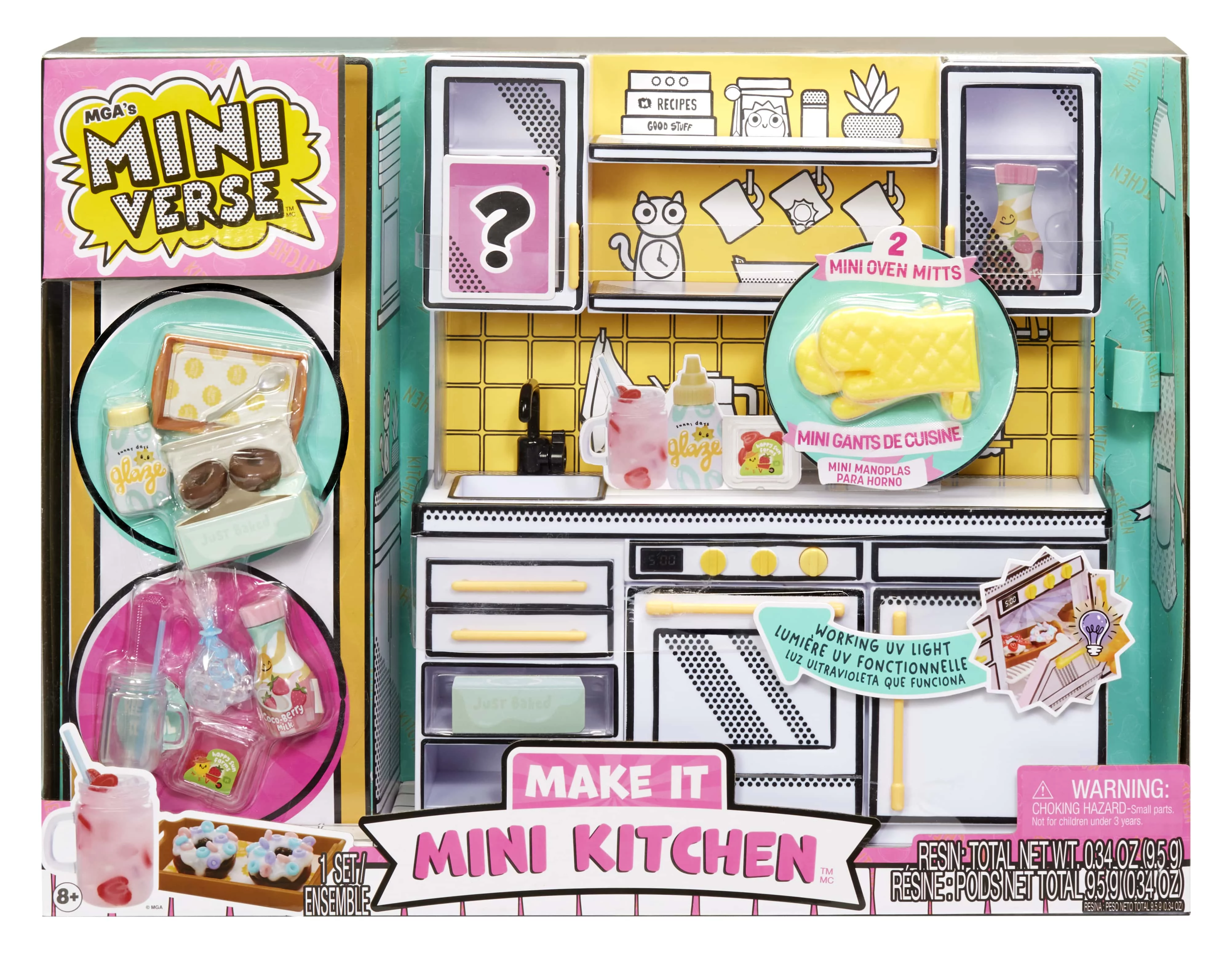 Make It Mini Kitchen MGA's Miniverse, Kitchen Playset, w/ UV Light, Collectibles, DIY, Resin Play, Exclusive, Mystery Recipe, Mini Oven Mitts, NOT EDIBLE, 8+