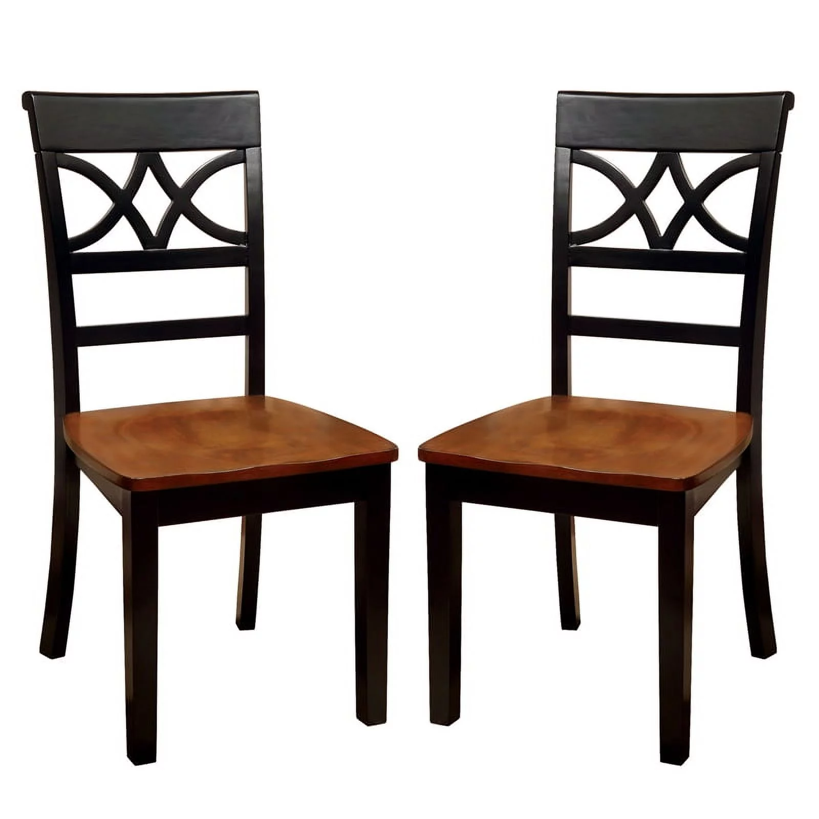 Furniture of America Maxey Wood Dining Chair in Black and Cherry (Set of 2)