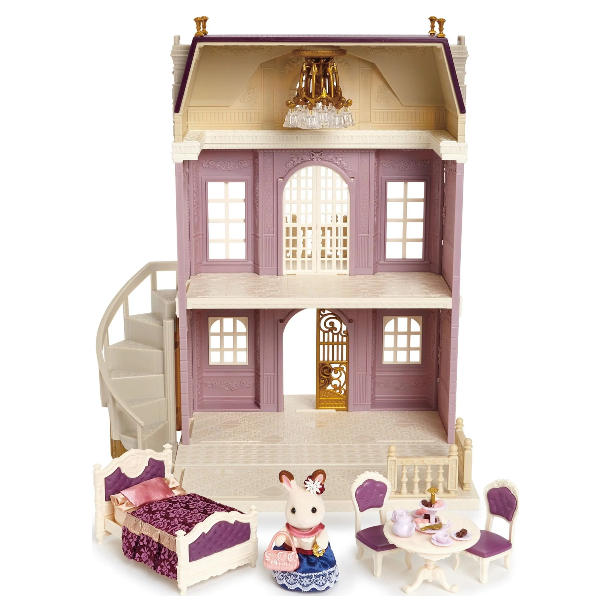 Calico Critters Town Series Elegant Town Manor Gift Set, Dollhouse Playset with Figure, Furniture and Accessories