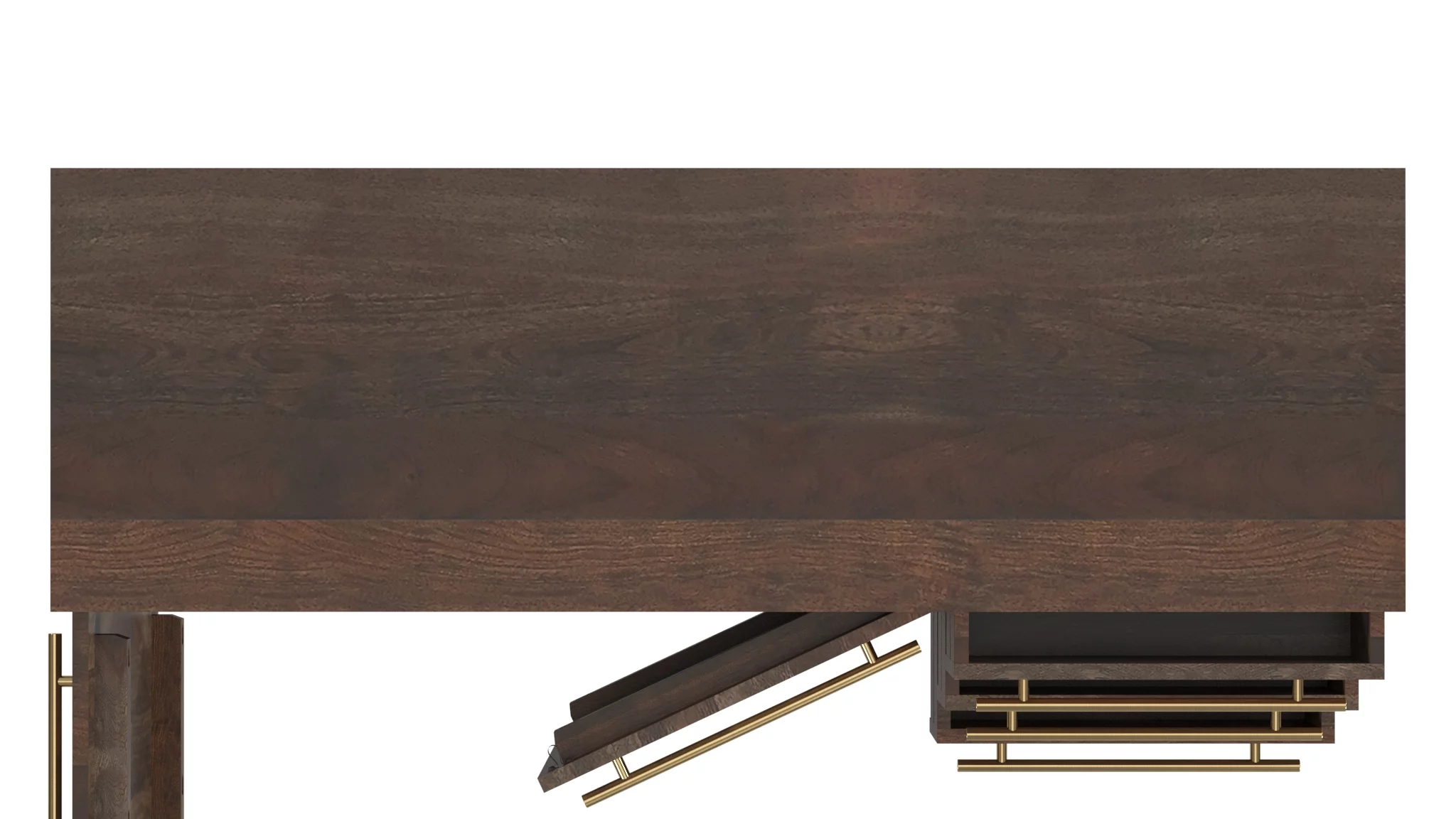 Powell Delwin Mid-Century Modern 3-Drawer 2-Door Wood Indoor Console Table, Dark Brown