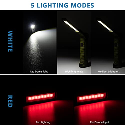 LED Rechargeable Work Lights,Vagocom Flashlight Hand Tools Mens Dad Birthday Gift Magnetic Worklight,360°Rotate 5 Modes Portable Inspection Torch for Mechanics,Automotive,Camping,Emergency (2 Pack)