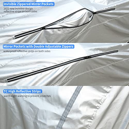 Tecoom 150D Hard Shell Car Cover Waterproof Car Covers for Automobiles All Weather UV Protection Windproof Smowproof Hail Protector