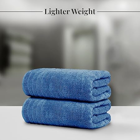 Tens Towels Pack of 4 Extra Large Bath Towels 30 x 60 Inches, 100% Cotton, Larger & Lighter Weight, Quicker to Dry, Super Soft and Absorbent, Perfect for Bathroom, Blue