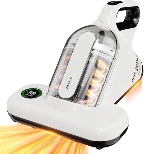 TER Mattress Vacuum Cleaner Bed Vacuum Cleaner with 16Kpa Suction 253.7nm UV-C Light & 35000 RPM/Min & HEPA Filter & Ultrasonic, 149℉ Heat, Deep Clean Handheld Vacuum for Sofa/Bed/Couch, 450W, Corded