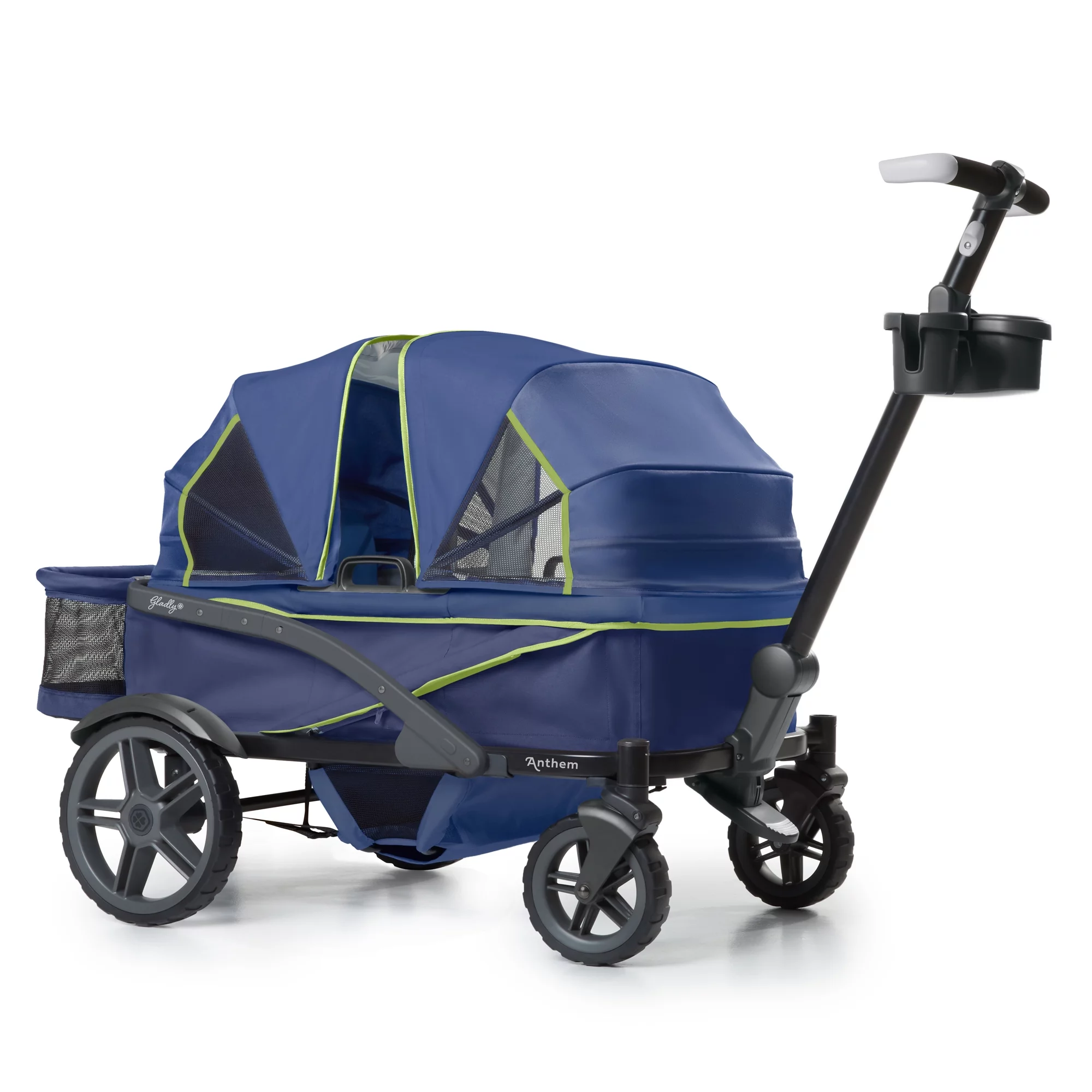 Gladly Family Anthem4 All-Terrain 4-Seater Wagon Stroller, Rugged Wheels, Removable Canopy, Foldable, Neon Indigo