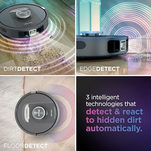 Shark RV2820AE Detect Pro Self-Empty Robot Vacuum with Bagless, 60-day Capacity HEPA Base, 3 Detect & React Technologies, Auto Deep-Clean on Carpets and Hardfloors, NeverStuck Tech, Wi-Fi Black/Bronze