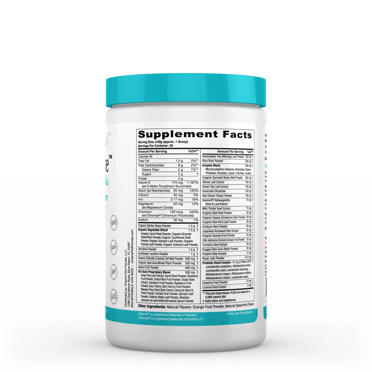 Greens First Female MenoSolve Plus Probiotics, Natural Relief for Menopause, 30 Servings, 10.15 oz