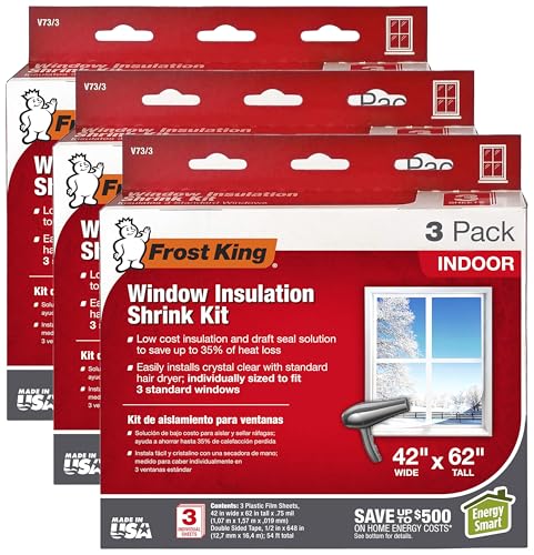 Frost King V73/9H Indoor Shrink Window Kit 42 62-Inch, Clear, 9-Pack