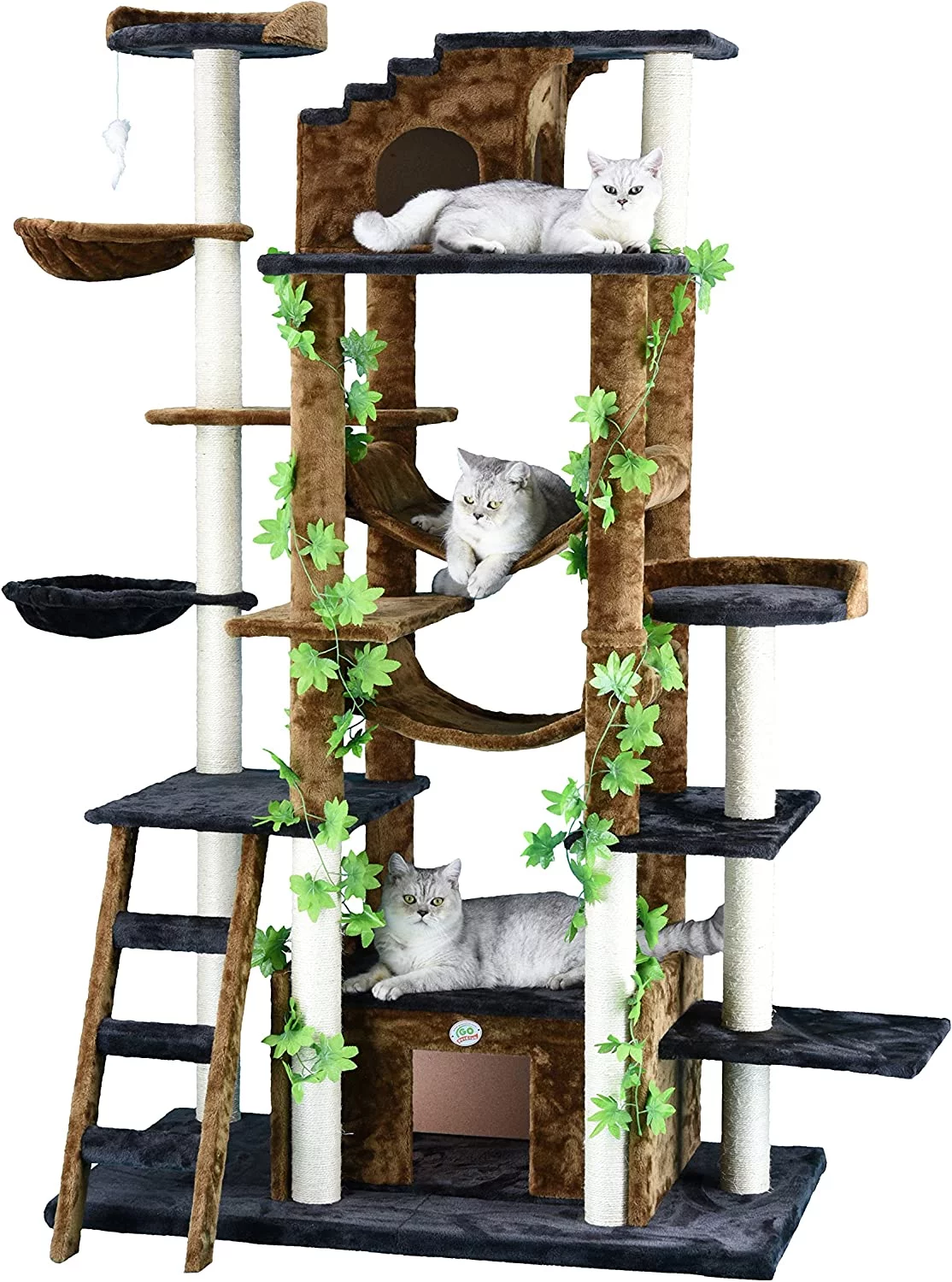 Go Pet Club Cat Tree Furniture 77 in. High - Jungle - Brown/Black