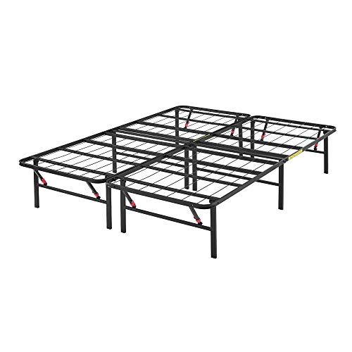 Amazon Basics Bed Frame with Storage, Foldable Metal Platform, Sturdy Steel, No Box Spring Needed, 14-inch High, Tool-Free Setup, Twin Size, Black