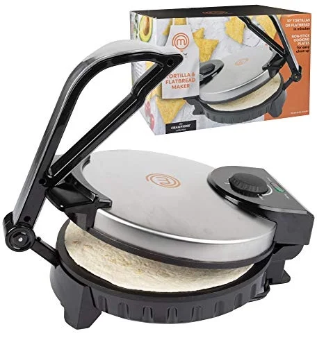 MasterChef Electric Tortilla Maker- Homemade Flatbread, Tortillas- Heavy Duty, Non-stick Cooker Easier than Tortilla Press