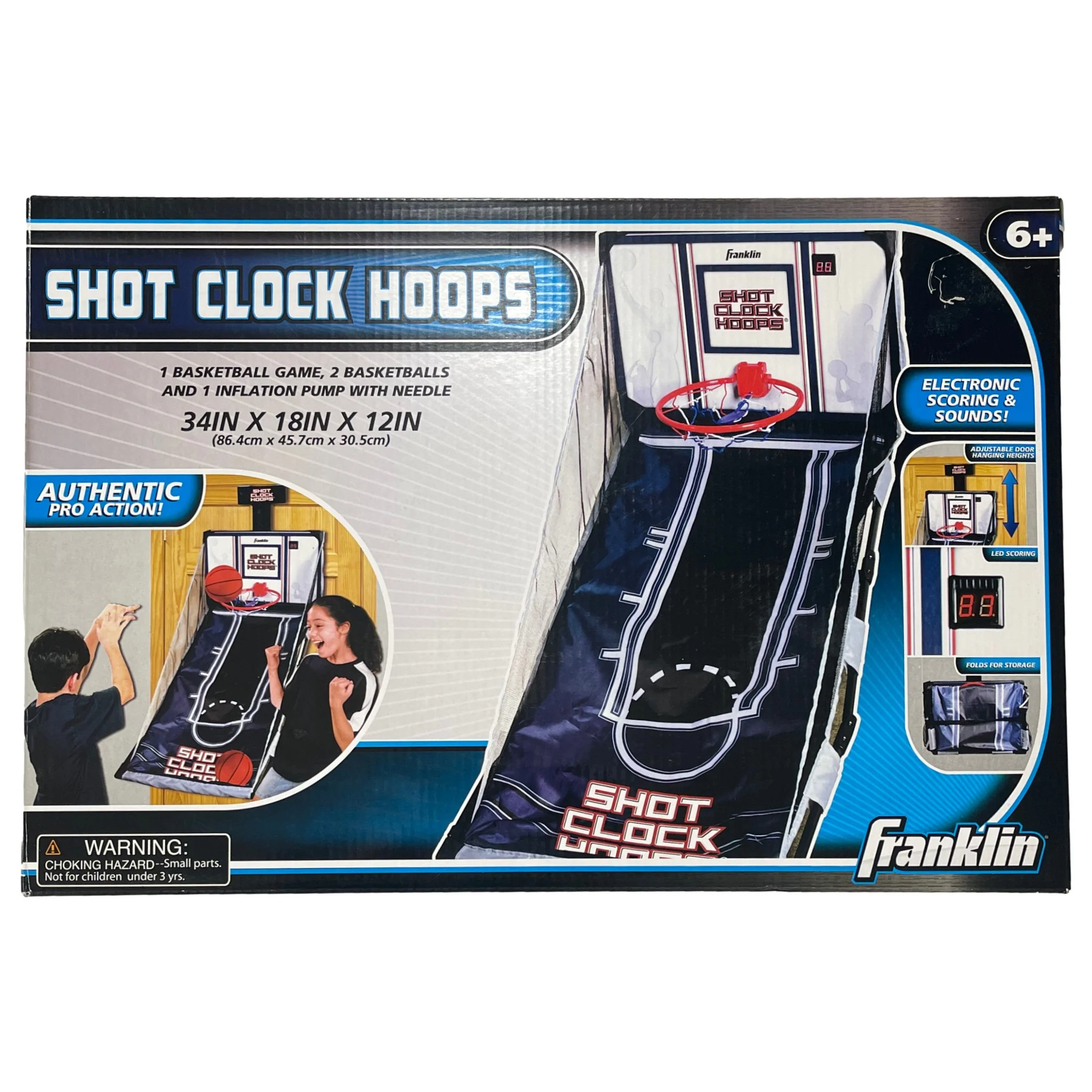 Franklin Sports Shot Clock Hoops Over the Door Basketball Game, Electronic Score