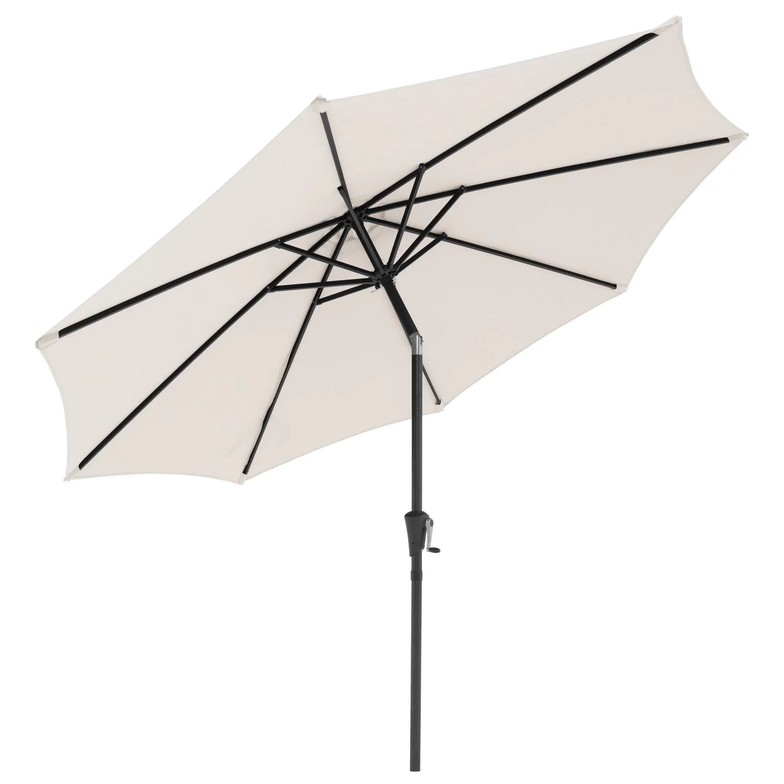 Patio Umbrella, 9-Feet Outdoor Table Market Umbrella with 8 Ribs and Push Button Tilt and Crank, for Garden Beach Deck， Cream Wihte