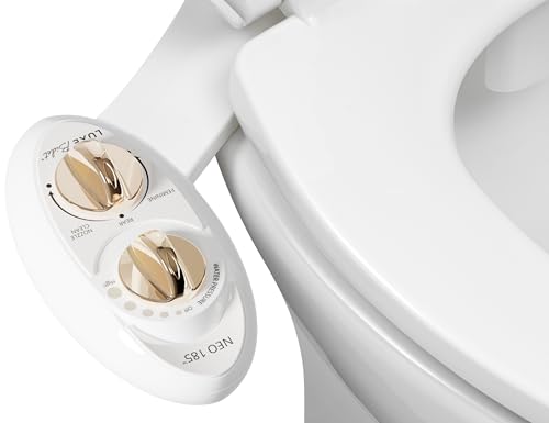 LUXE Bidet NEO 185 - Self-Cleaning, Dual Nozzle, Non-Electric Bidet Attachment for Toilet Seat, Adjustable Water Pressure, Rear and Feminine Wash (White)