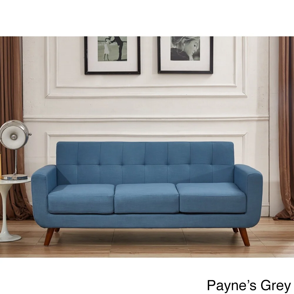 US Pride Furniture U.S. Pride Furniture Grace Rainbeau Linen Upholstered Tufted Mid-century Sofa Payne'S Grey