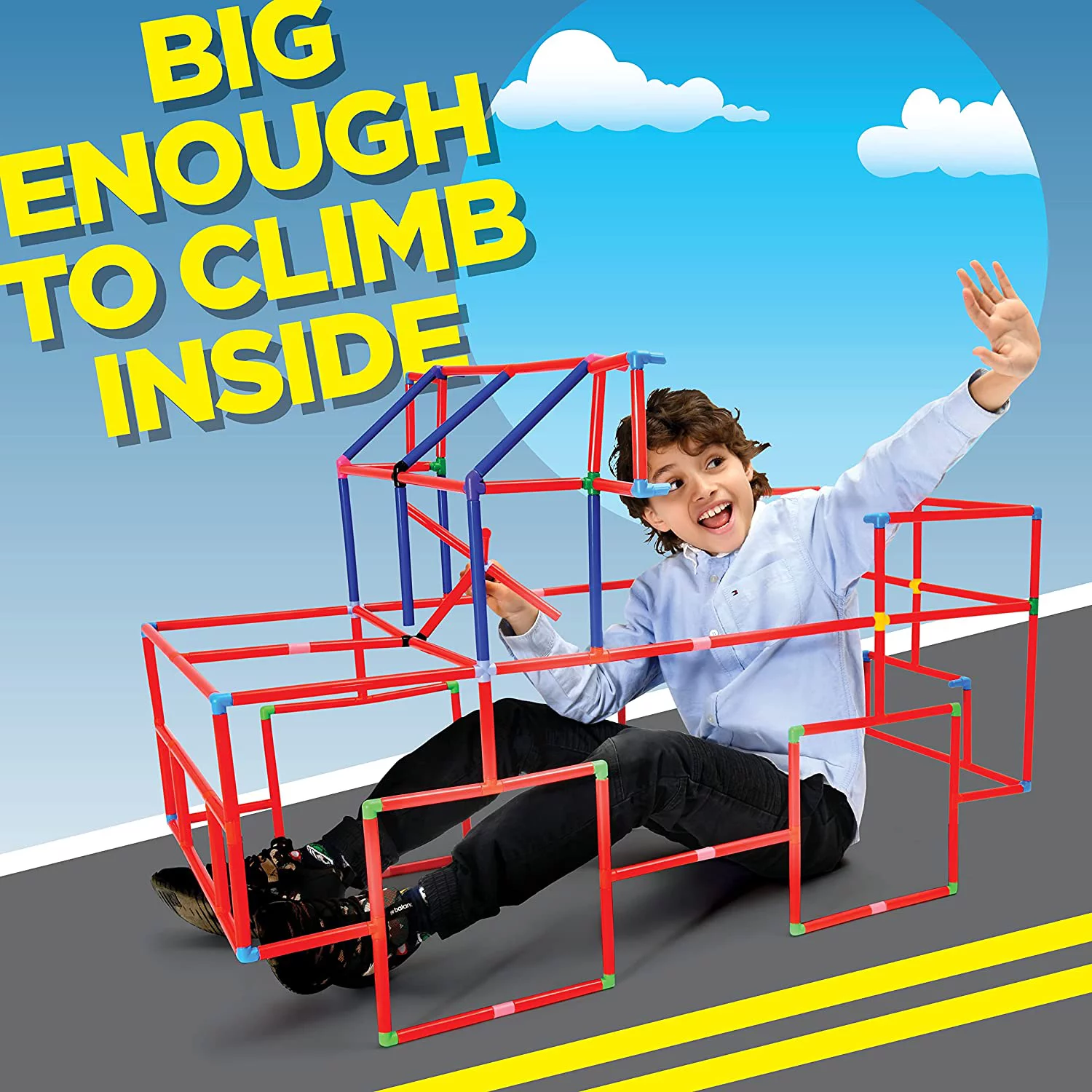 TOWER TUBES Building Toys 510 Piece, Stem Fort Building Kit for Kids 7+ Sturdy Construction Fort Builder, Indoor and Outdoor Building Toy