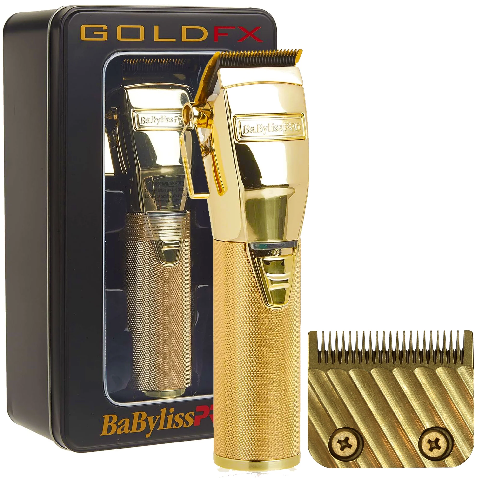 BaByliss PRO FX870G Cordless Clipper Gold with Replacement Gold Titanium Wedge Blade #FX603G