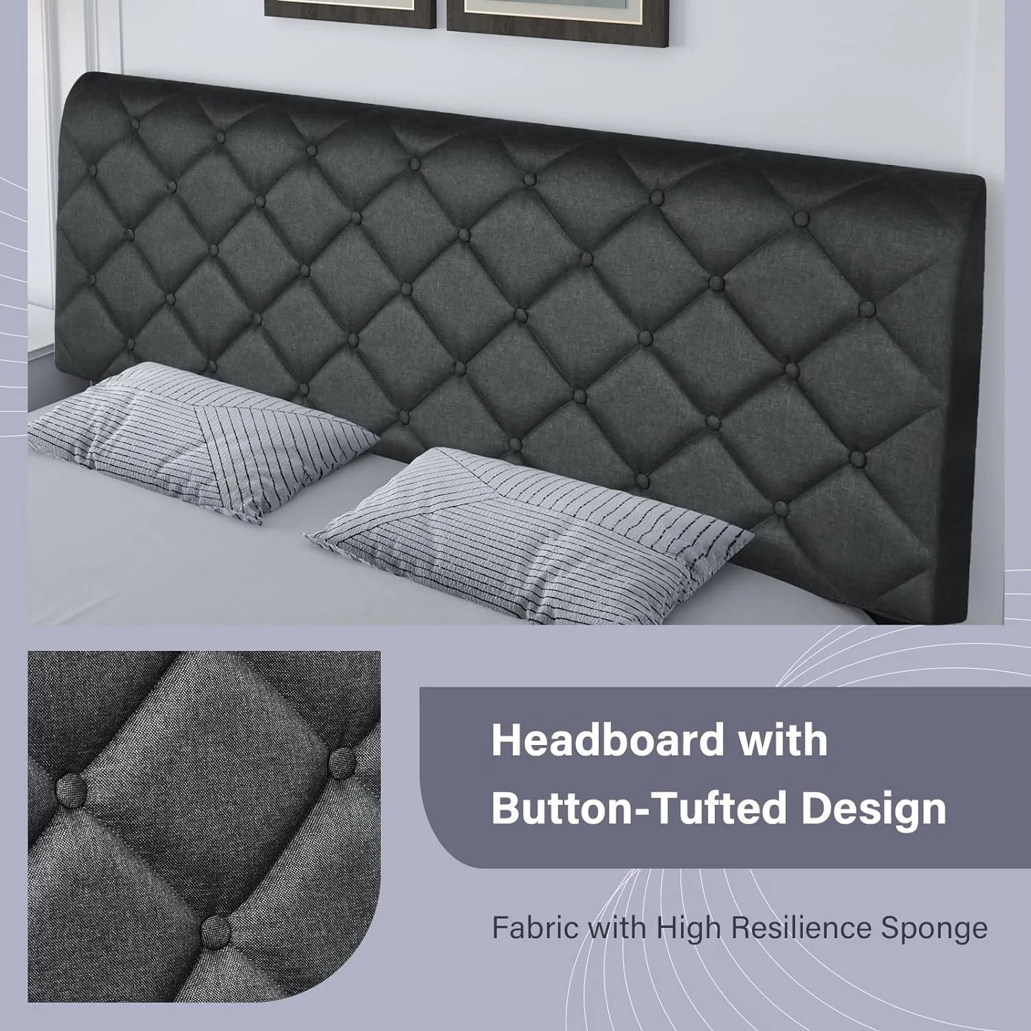 Queen Bed Frame with 4 Storage Drawers, Queen Size Platform Bed Frame with Button Tufted Headboard, No Box Spring Needed, White