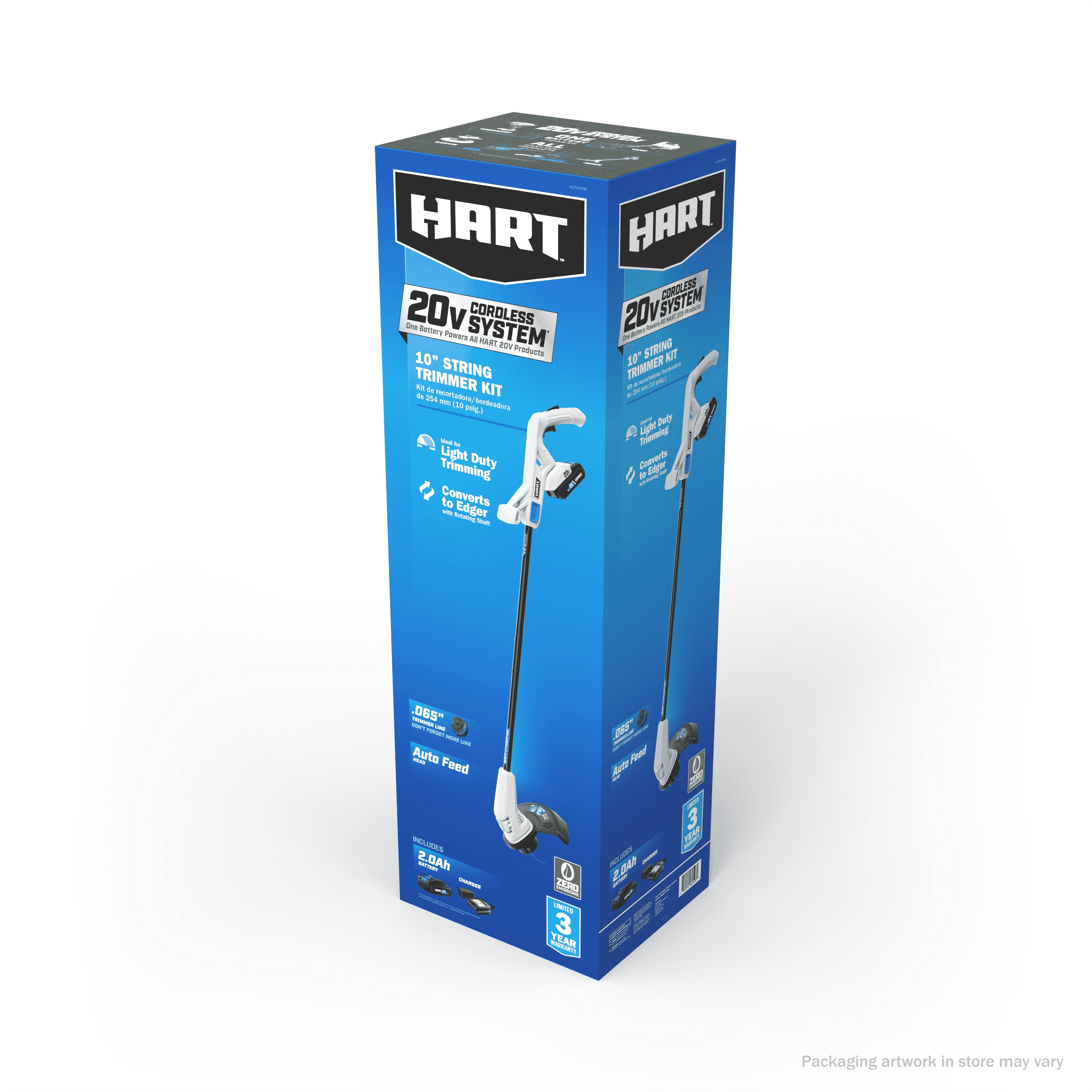 HART 20-Volt 10-inch Cordless String Trimmer Kit, (1) 2.0Ah Lithium-Ion Battery