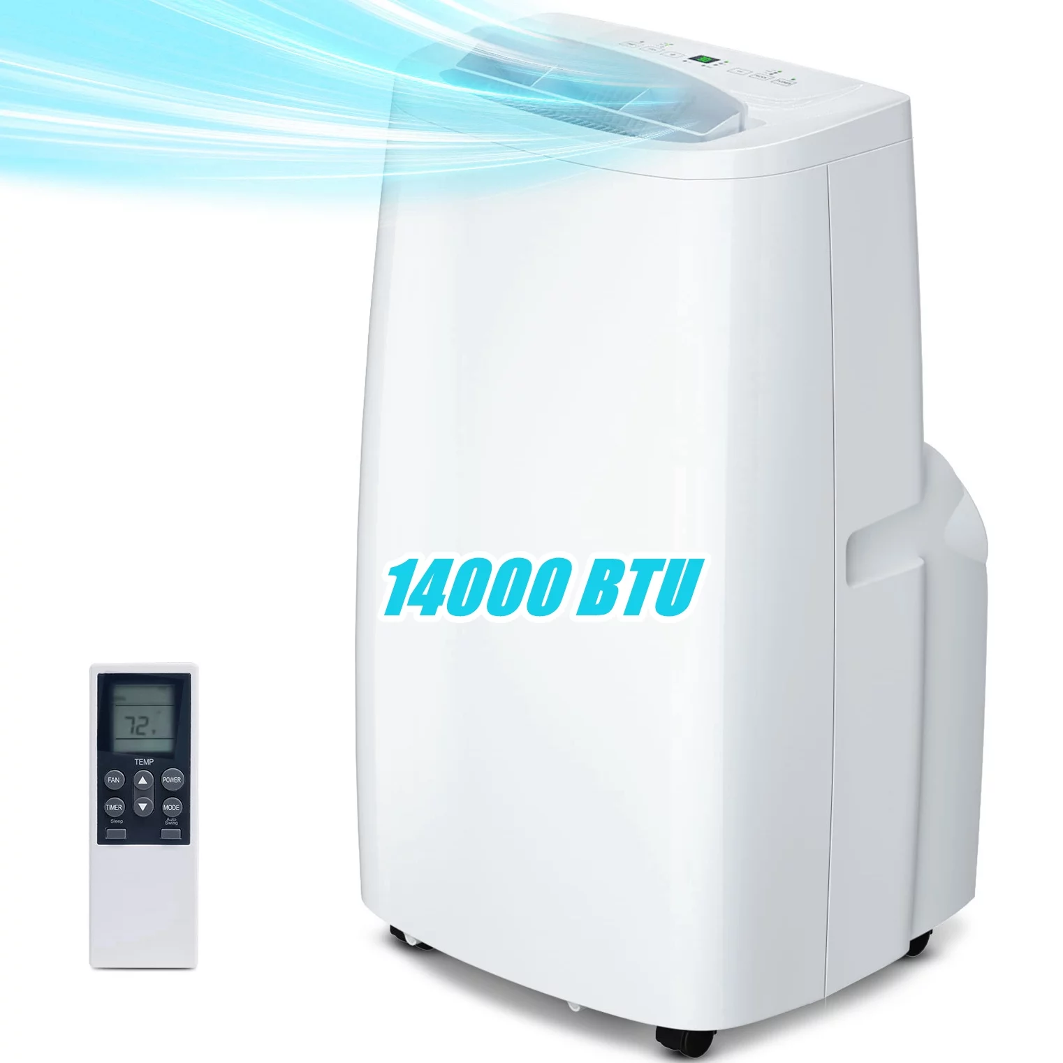 LifePlus Dual Hose Portable Air Conditioners 10200BTU (14000BTU ASHRAE) Indoor Room AC Unit Dehumidifier Air Filter Window Kits Easy Efficient Standard for Large Room Remote Control, NPH-10CE