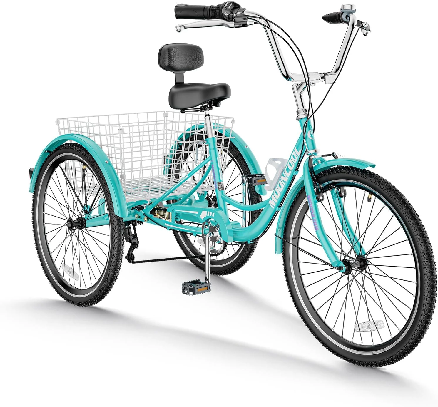 Mooncool Adult Tricycle 20/24/26 inch 7 Speed, Three Wheel Bicycle for Adult, Trike Cruiser W/ Tools & Big Basket for Exercise Shopping Picnic Outdoor Activities