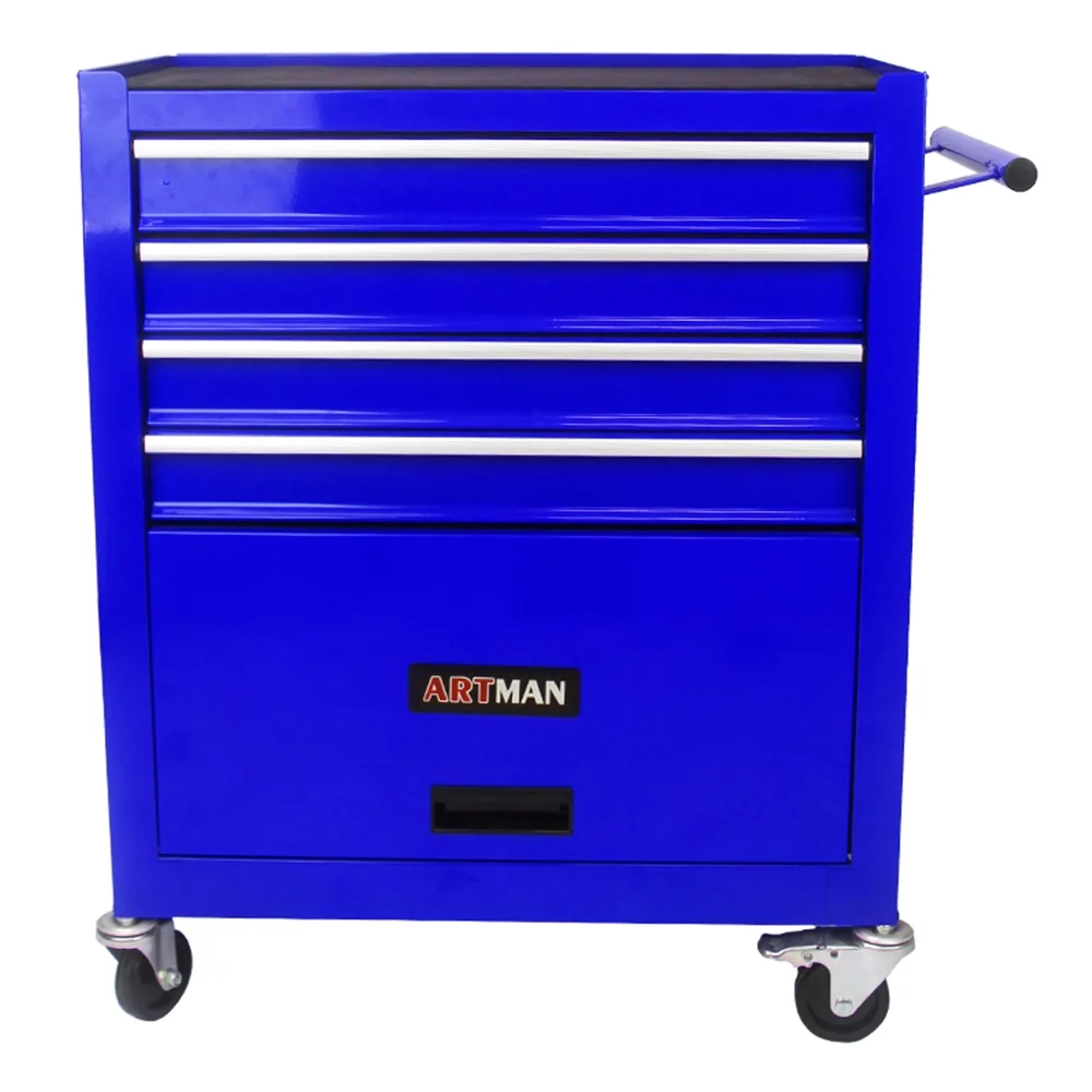 4 Drawers Rolling Tool Chest Cabinet with Wheels, Tool Storage Cabinet and Tool Box Organizer for Garage Warehouse Workshop, Blue
