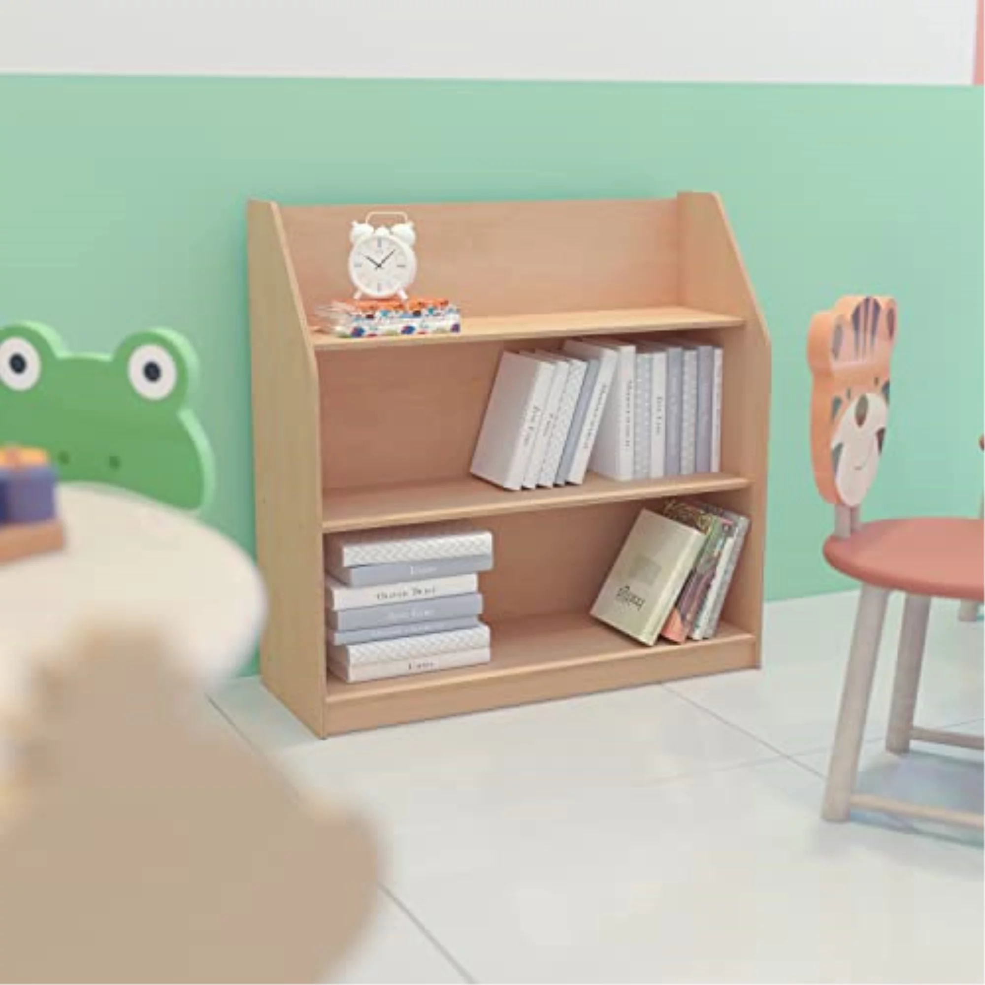 Flash Furniture Hercules Kids 4 Shelves Classic Wooden Classroom Storage, Natural
