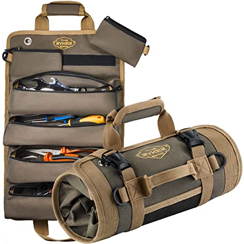 The Ryker Bag Tool Organizer Bag Tool Roll Up Bag w/Detachable Pockets. Gifts for Him Roll Up Tool Bag Organizer for Mechanic Tool Bag Small Car Portable Tool Bag Roll Up Tool Roll Bag Organizer