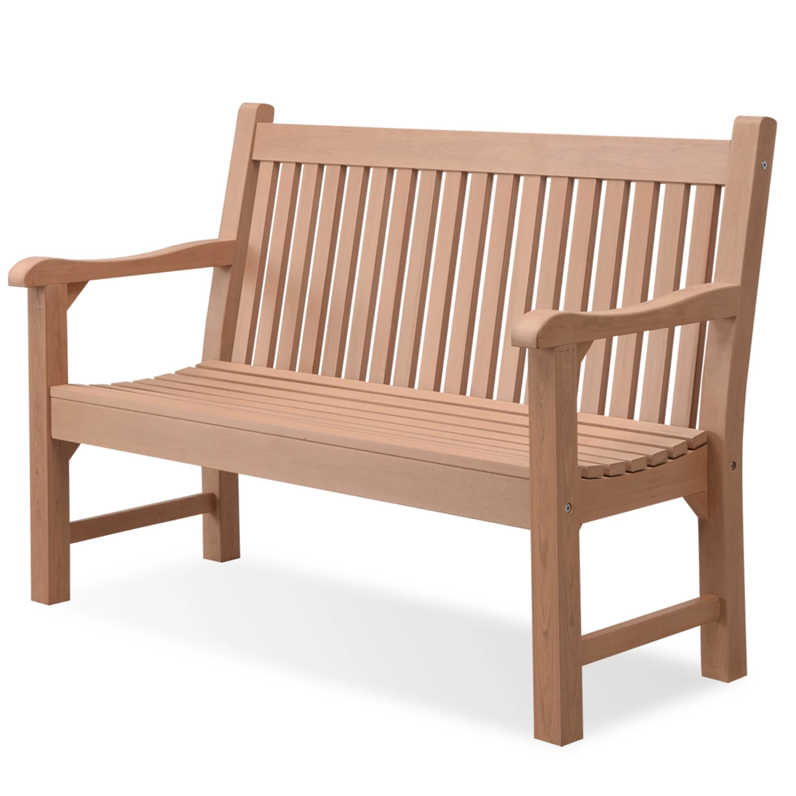 Efurden Garden Bench, 2-Person All-Weather Poly Lumber Outdoor Bench for Garden Porch and Park (Teak Color)