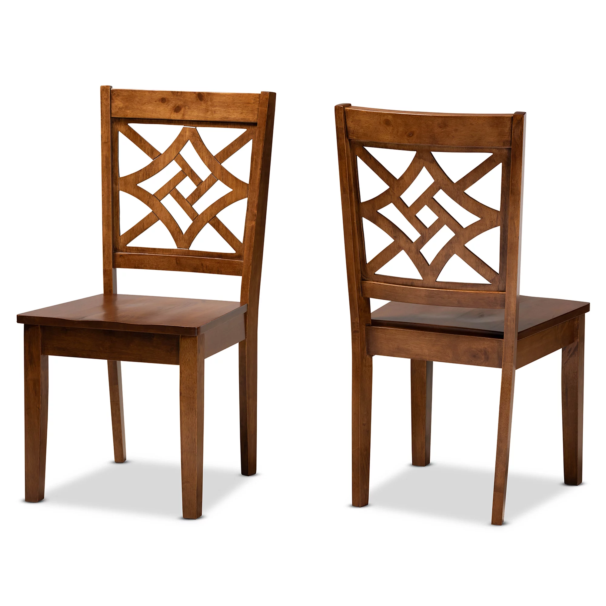 Baxton Studio Nicolette Dining Chair, Set of 2, Walnut Brown