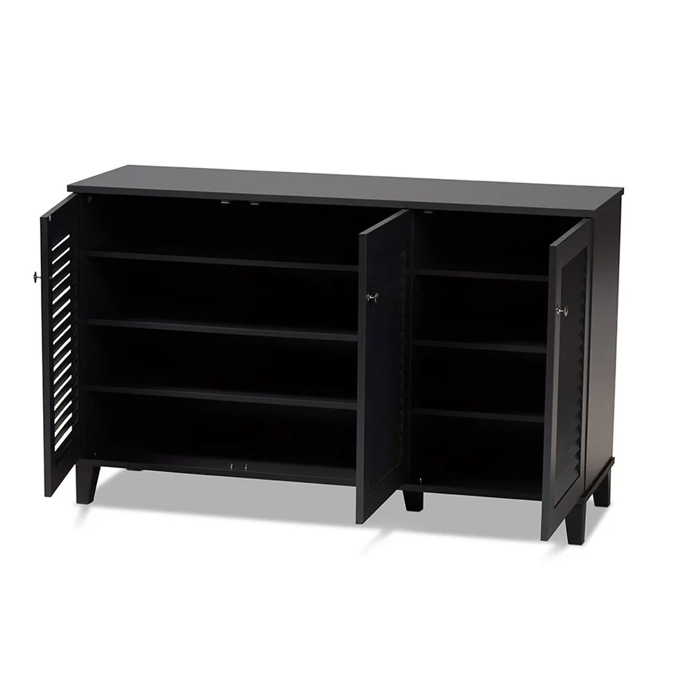Baxton Studio Coolidge Modern and Contemporary Dark Grey Finished 8-Shelf Wood Shoe Storage Cabinet