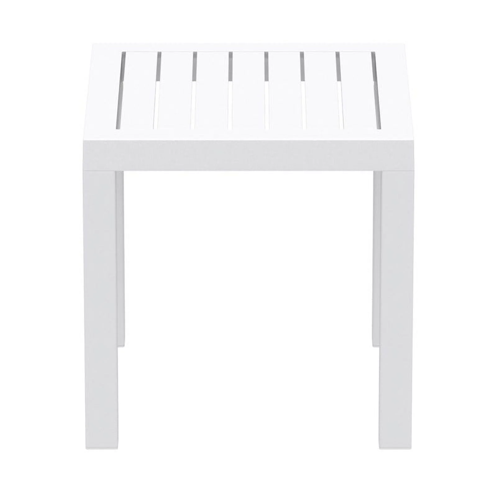 Home Square 2 Piece Square Resin Patio Side Table Set in White