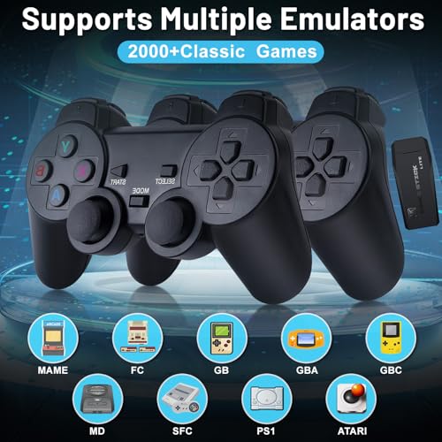 M8 PRO Wireless Game Console - Retro Gaming Consoles with Built in 20000+ Games, 9 Classic Emulators, 4K HDMl Output and 2.4GHz Wireless Controller, Plug and Play Video Game Stick for TV(64G)