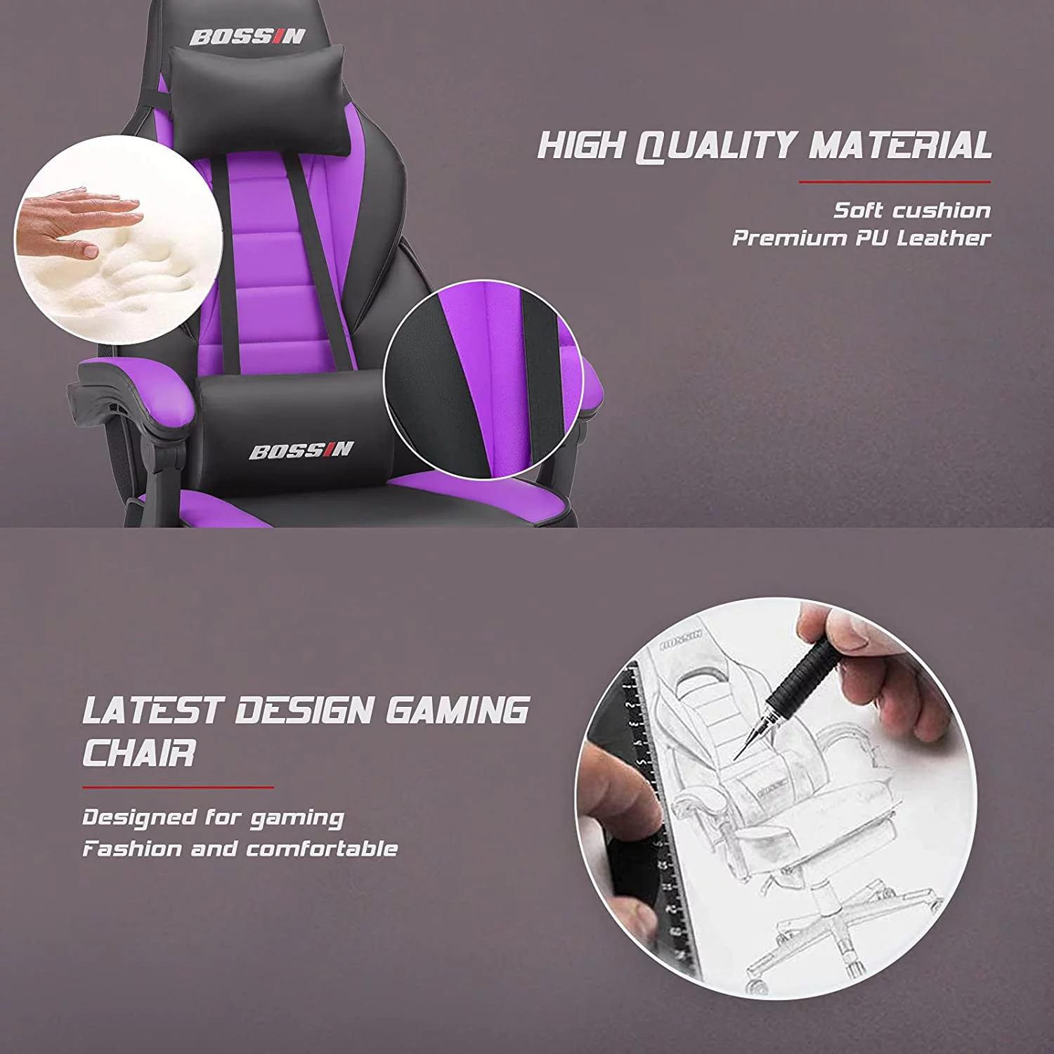 Waleaf Gaming Chair, Ergonomic Heavy Duty Design, Gamer Chair with Footrest and Lumbar Support, Large Cushion High Back Office Chair, Big and Tall Computer Chair