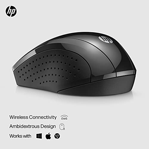 HP X3000 G3 Wireless Mouse - Black, 15-Month Battery, Side Grips for Control, Travel-Friendly, Blue LED, Powerful 1600 DPI Optical Sensor, Compatible with Wins PC/Laptop, Mac, Chromebook (683N7AA)