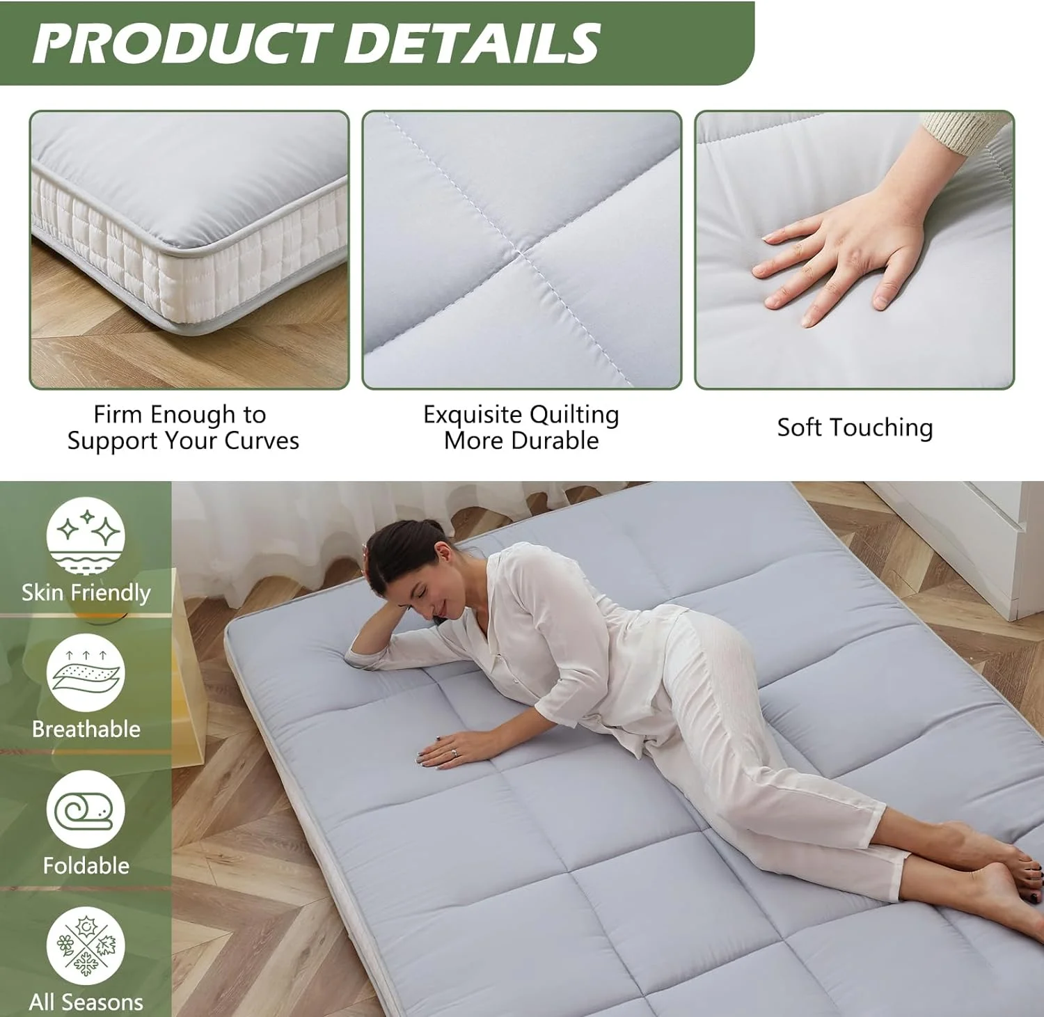 Slsy Japanese Floor Mattress Futon Mattress, Thicken Sleeping Pad Foldable Roll Up Mattress Kids Floor Lounger Bed Couches Sofas