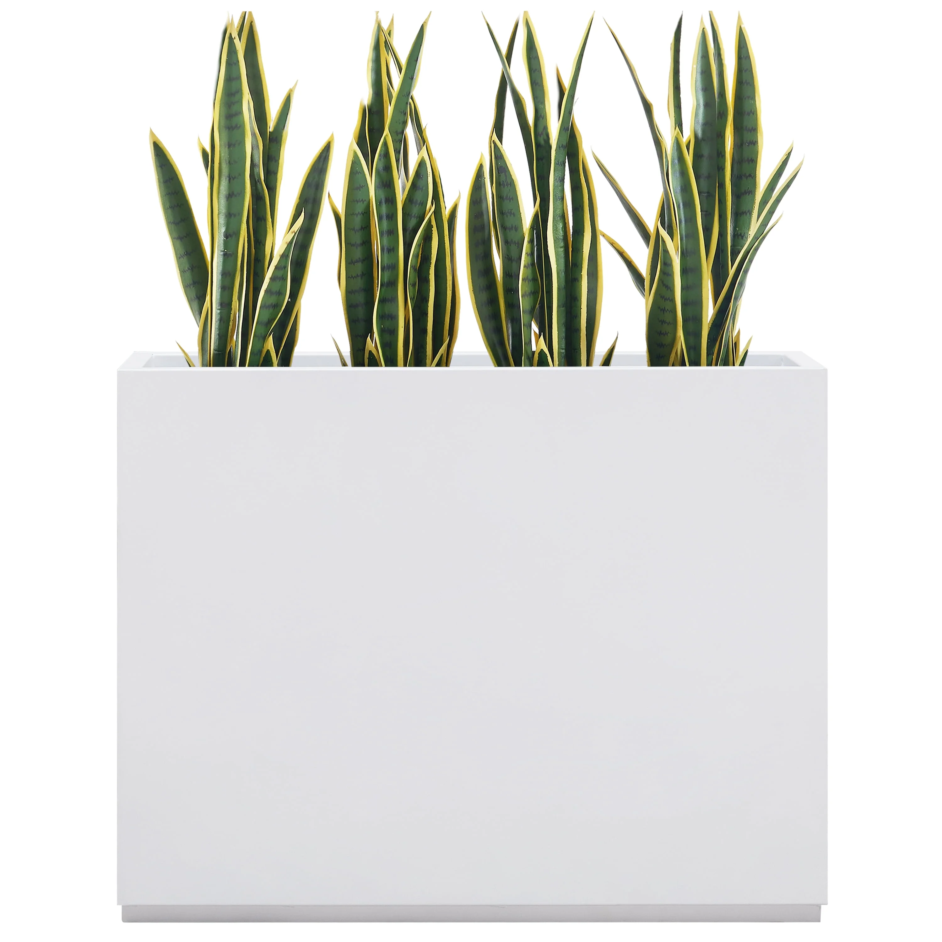 Wallowa Metallic Heavy Planter for Outdoor Plants, 38Lx10Wx30H Inches Tall and Long Metal Divider Planter Box with for Outside & Indoor, 66 Pounds (White)