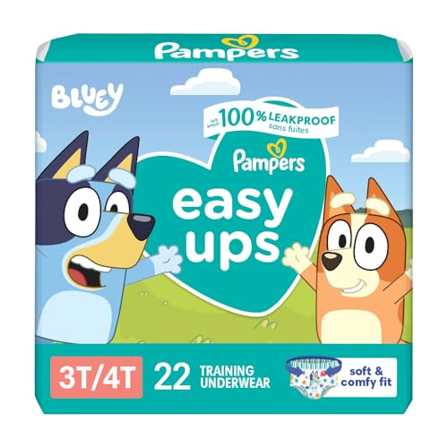 Pampers Easy Ups Boys & Girls Bluey Potty Training Pants - Size 3T-4T, One Month Supply (124 Count), Training Underwear (Packaging May Vary)
